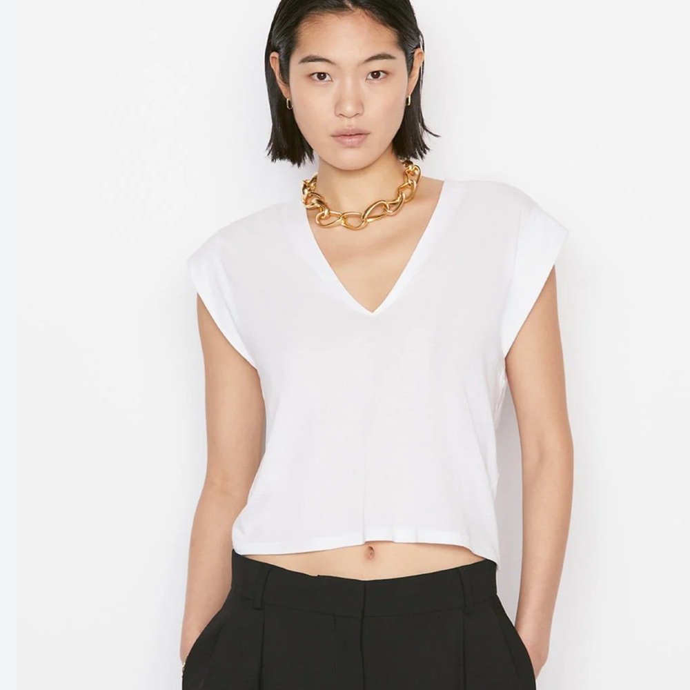 Frame Le High Rise V-Neck Tee